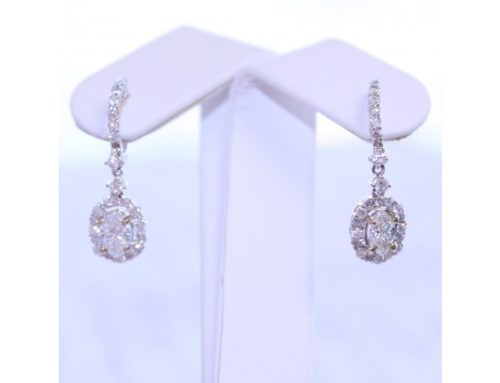 18K White Gold Marquise Diamond Drop Earrings